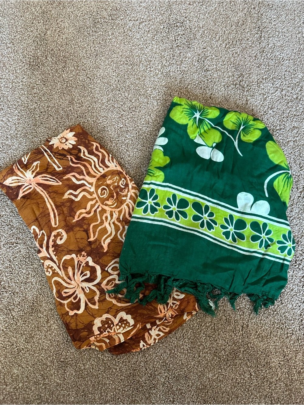 Green Floral Print Women's Sarong Skirt